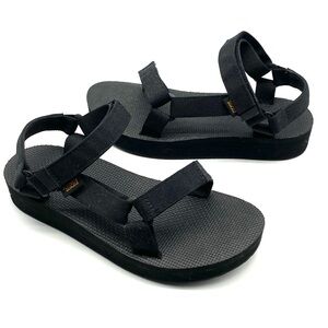 TEVA WOMEN MIDFORM UNIVERSAL BLACK STRAPPY HOOK AND LOOP SPORT SANDALS WOMENS 8
